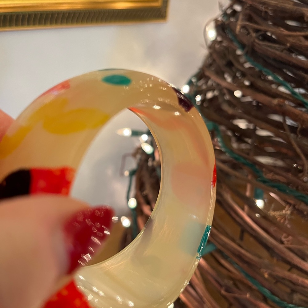 Vintage 60-70s Lucite Mod Colorful Bangle Bracelet - Picture 7 of 10